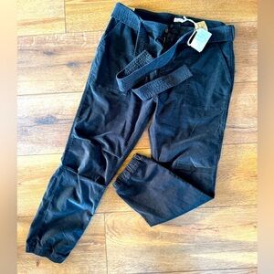 NWT Faherty Women's Crushed Velvet Tie Waist Jogger Garment Dyed / XLarge
